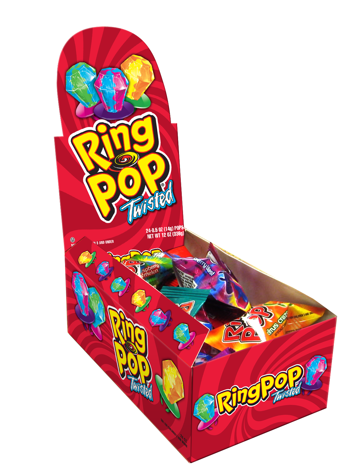 slide 1 of 2, Ring Pop Twisted Blue Raspberry Watermelon, 0.5 oz