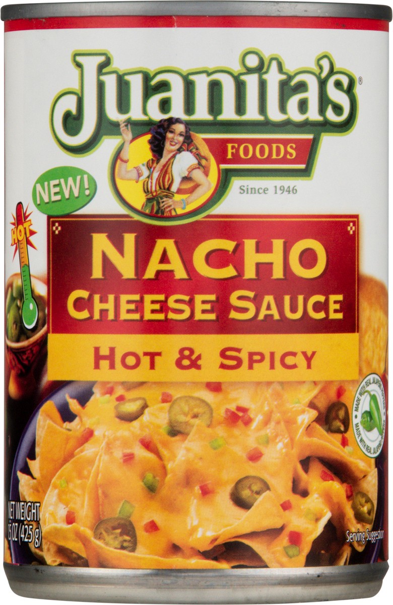 slide 13 of 13, Juanita's Nacho Cheese Sauce Hot & Spicy, 15 oz can, 15 oz