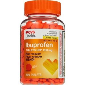slide 1 of 1, CVS Health Ibuprofen Pain Reliever & Fever Reducer (Nsaid) 200 Mg Coated Caplets, 500 Ct, 1 ct