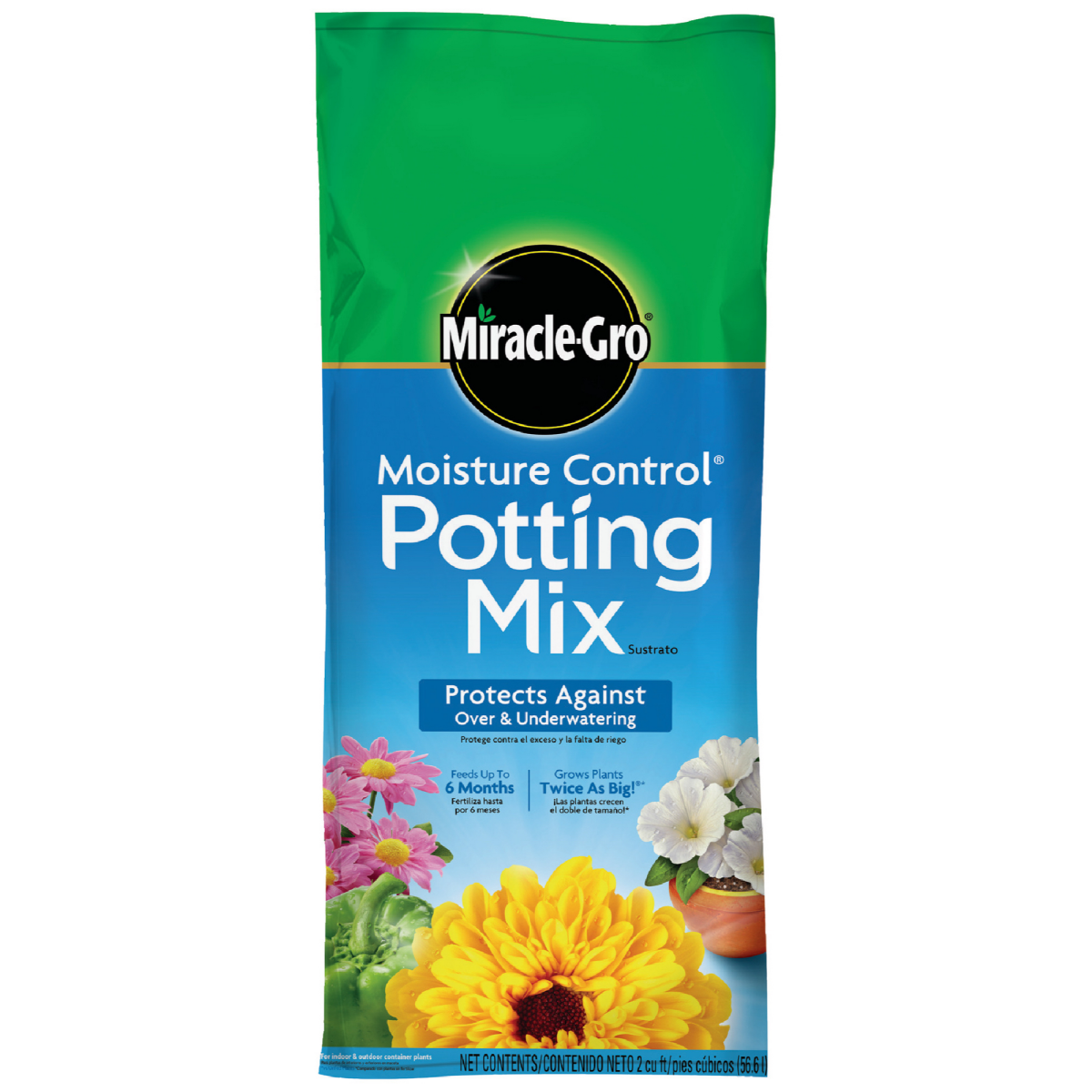 slide 1 of 9, Miracle-Gro Moisture Control Potting Mix, 2 cu ft