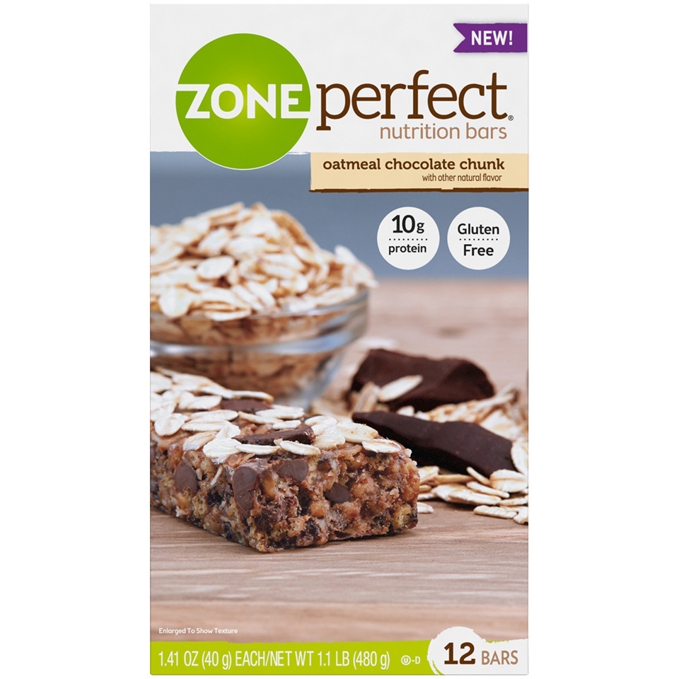 slide 1 of 1, Zone Perfect Oatmeal Chocolate Chunk Nutrition Bars, 12 ct/1.41 oz