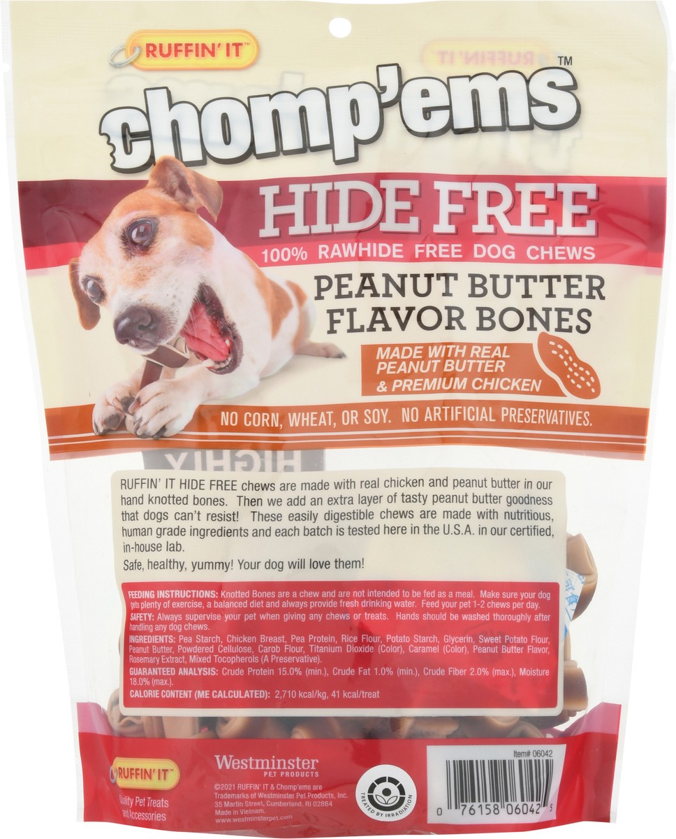 slide 13 of 14, Ruffin' It Chomp'ems Small Dogs Hide Free Peanut Butter Flavor Bones Dog Chews 20 ea, 20 ct