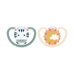 Nuk Space Pacifier 2pk Size 2 Neutral