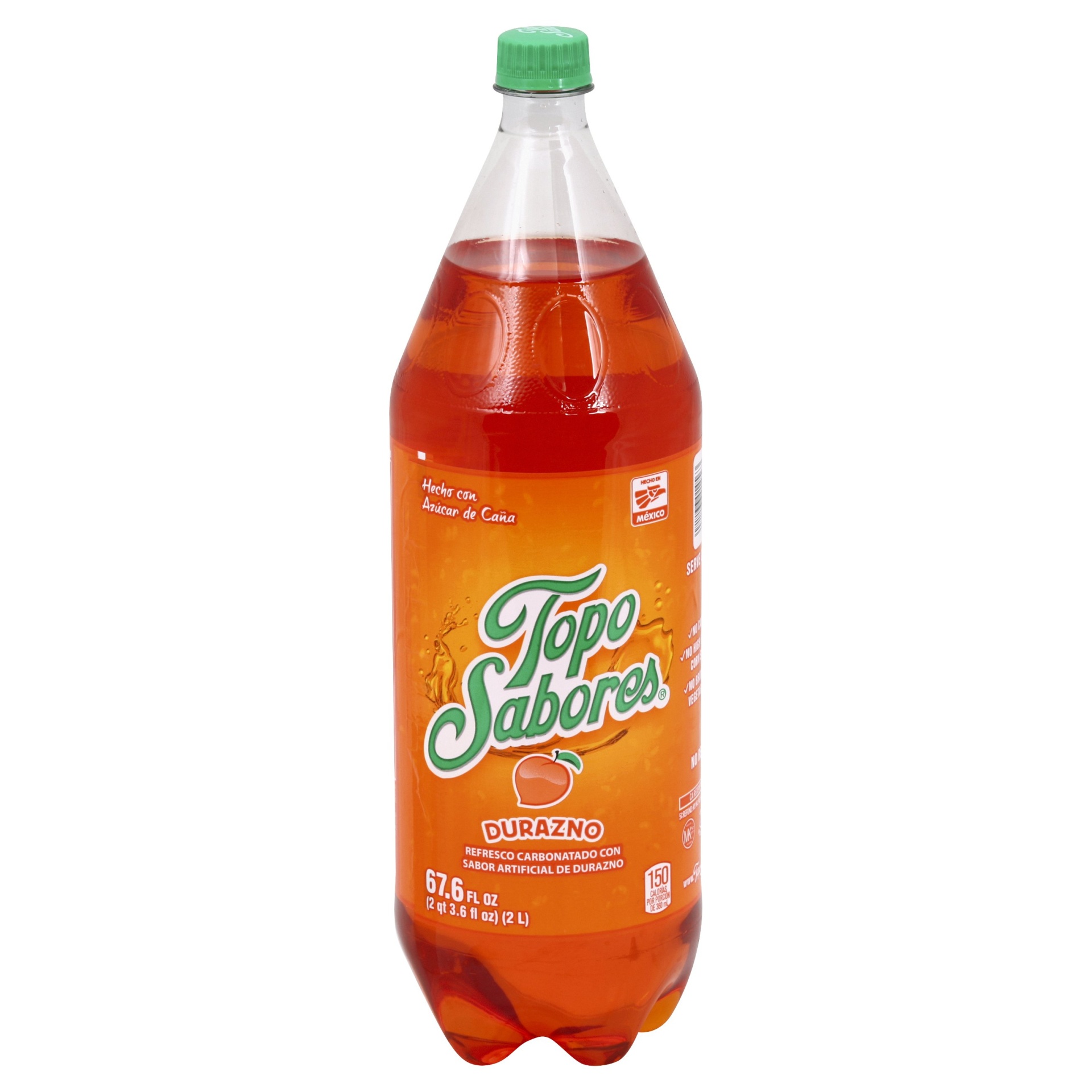 slide 1 of 1, Topo Sabores Soda - Peach, 2 liter