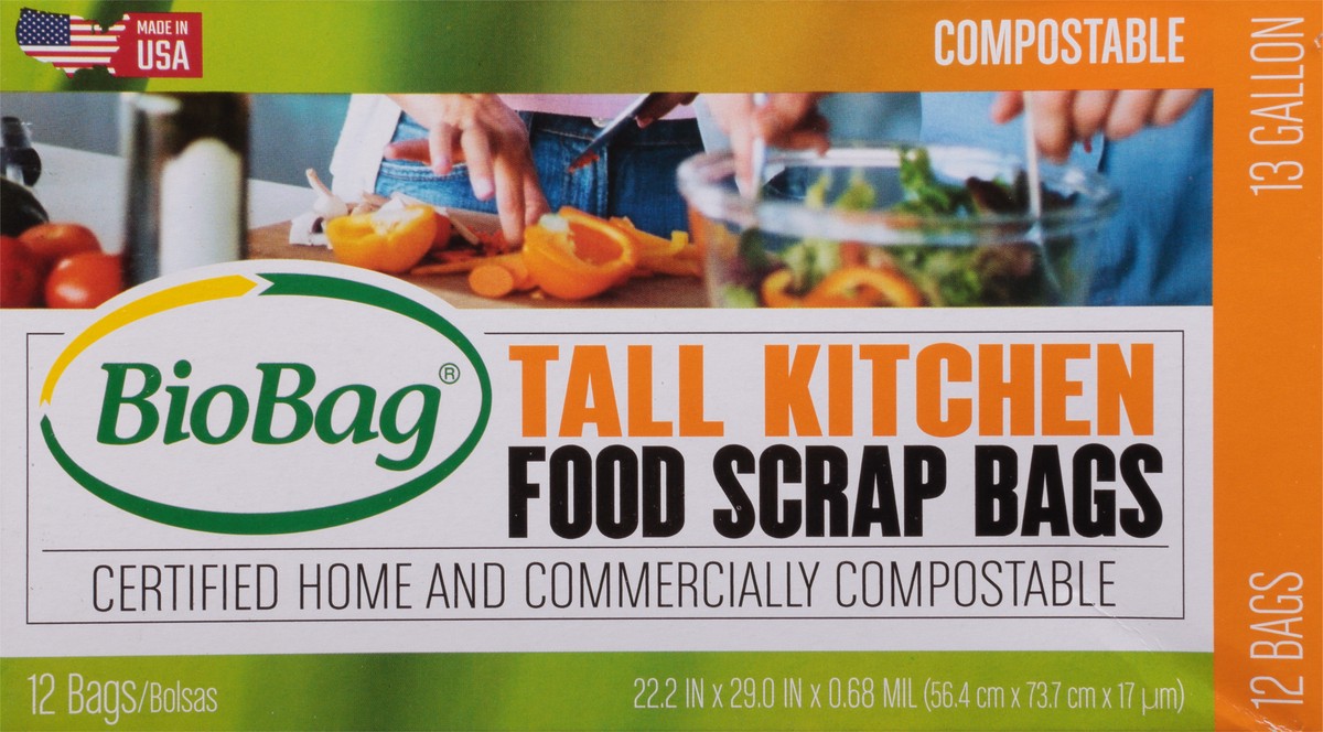 slide 5 of 9, BioBag Compostable Food Scrap Tall Kitchen Trash Bags, 12 ct; 13 gal