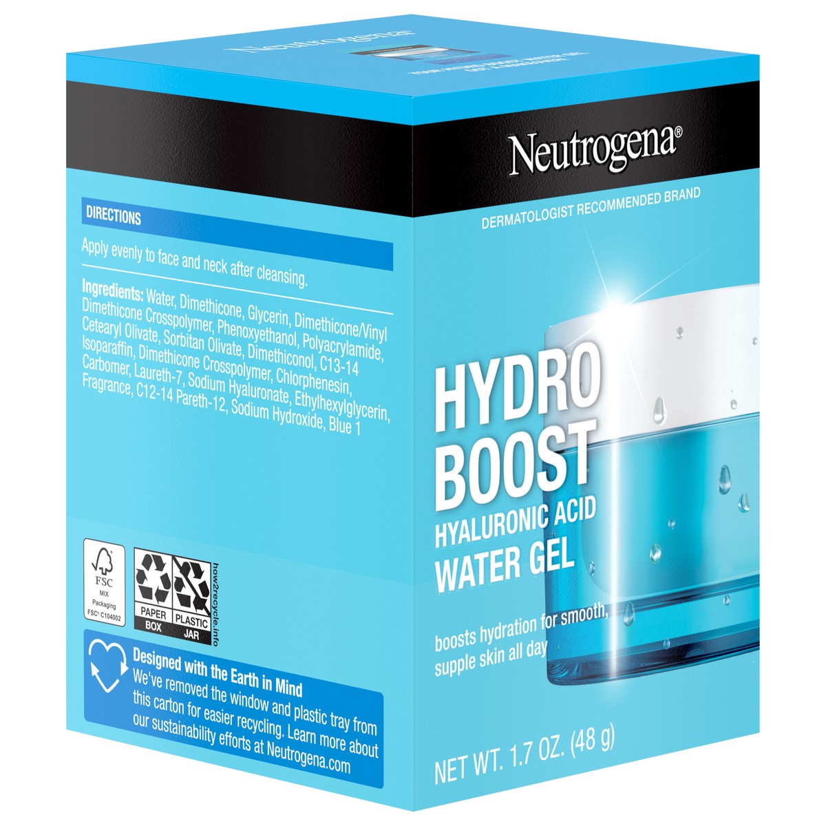 slide 4 of 8, Neutrogena Hydro Boost Face Moisturizer with Hyaluronic Acid for Dry Skin, Oil-Free and Non-Comedogenic Water Gel Face Lotion, 1.7 oz, 1.7 oz