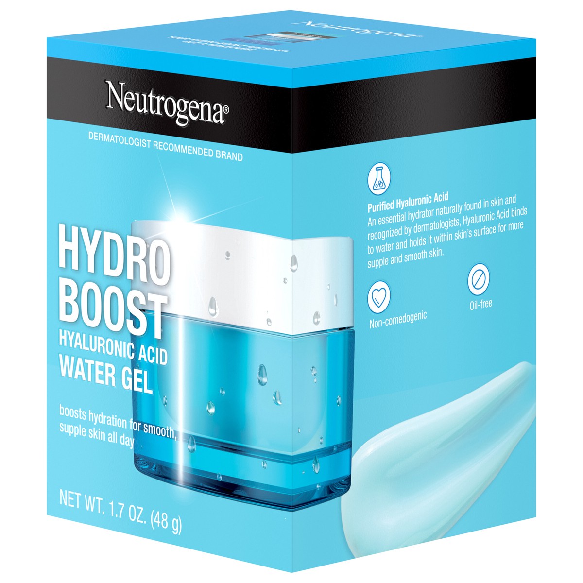 slide 5 of 8, Neutrogena Hydro Boost Face Moisturizer with Hyaluronic Acid for Dry Skin, Oil-Free and Non-Comedogenic Water Gel Face Lotion, 1.7 oz, 1.7 oz