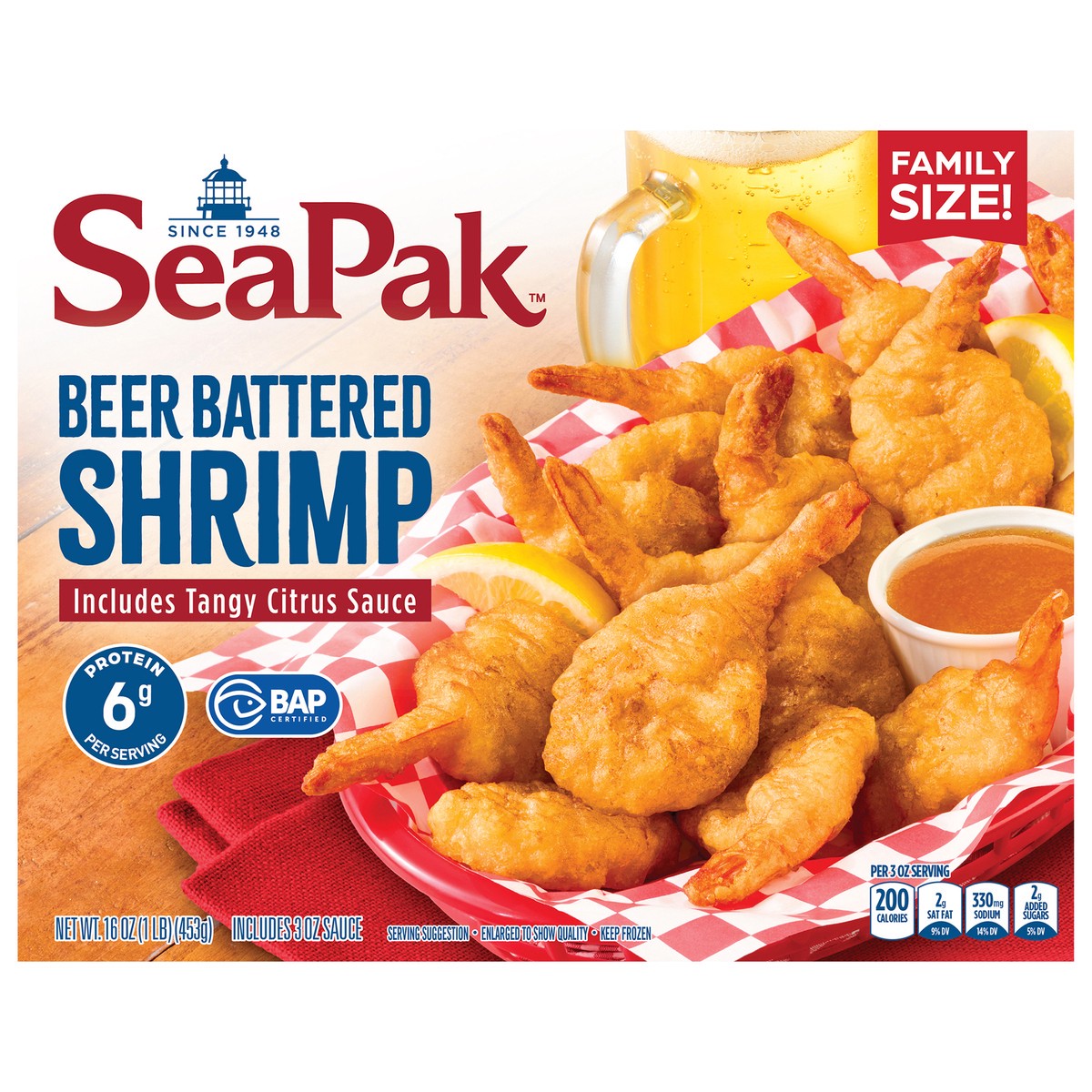slide 1 of 9, Seapak Beer Battered Shrimp 8/16Oz, 16 oz