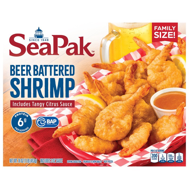 slide 1 of 4, Seapak Beer Battered Shrimp 8/16Oz, 16 oz