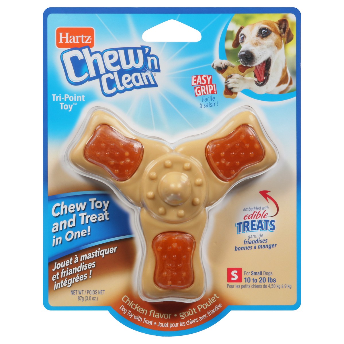 slide 2 of 12, Hartz Chew 'N Clean Chicken Flavor Tri-Point Toy Small 3.0 oz, 3 oz