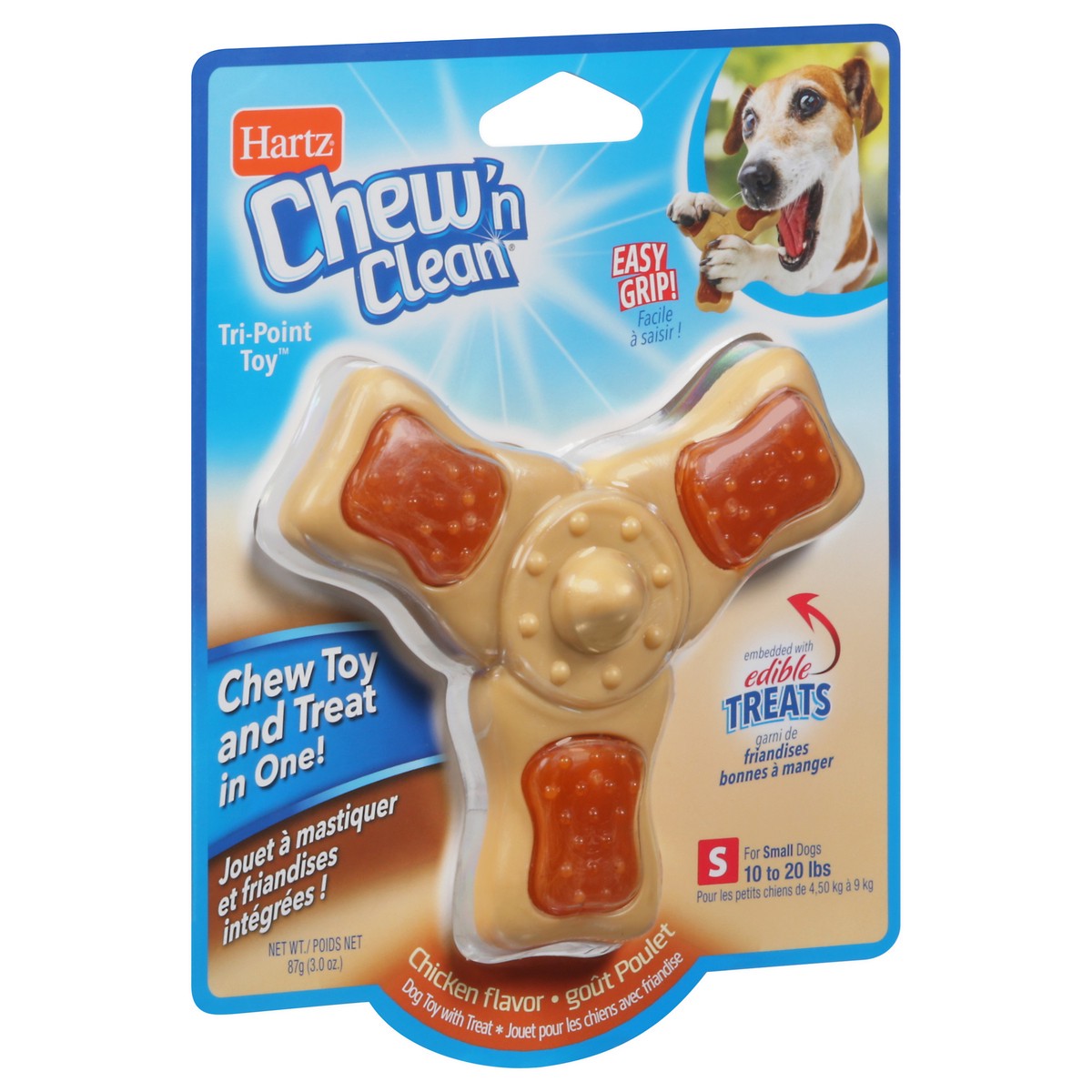 slide 10 of 12, Hartz Chew 'N Clean Chicken Flavor Tri-Point Toy Small 3.0 oz, 3 oz