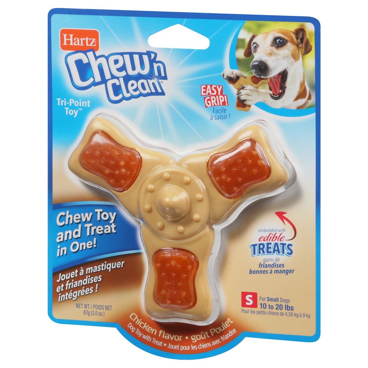 slide 6 of 12, Hartz Chew 'N Clean Chicken Flavor Tri-Point Toy Small 3.0 oz, 3 oz