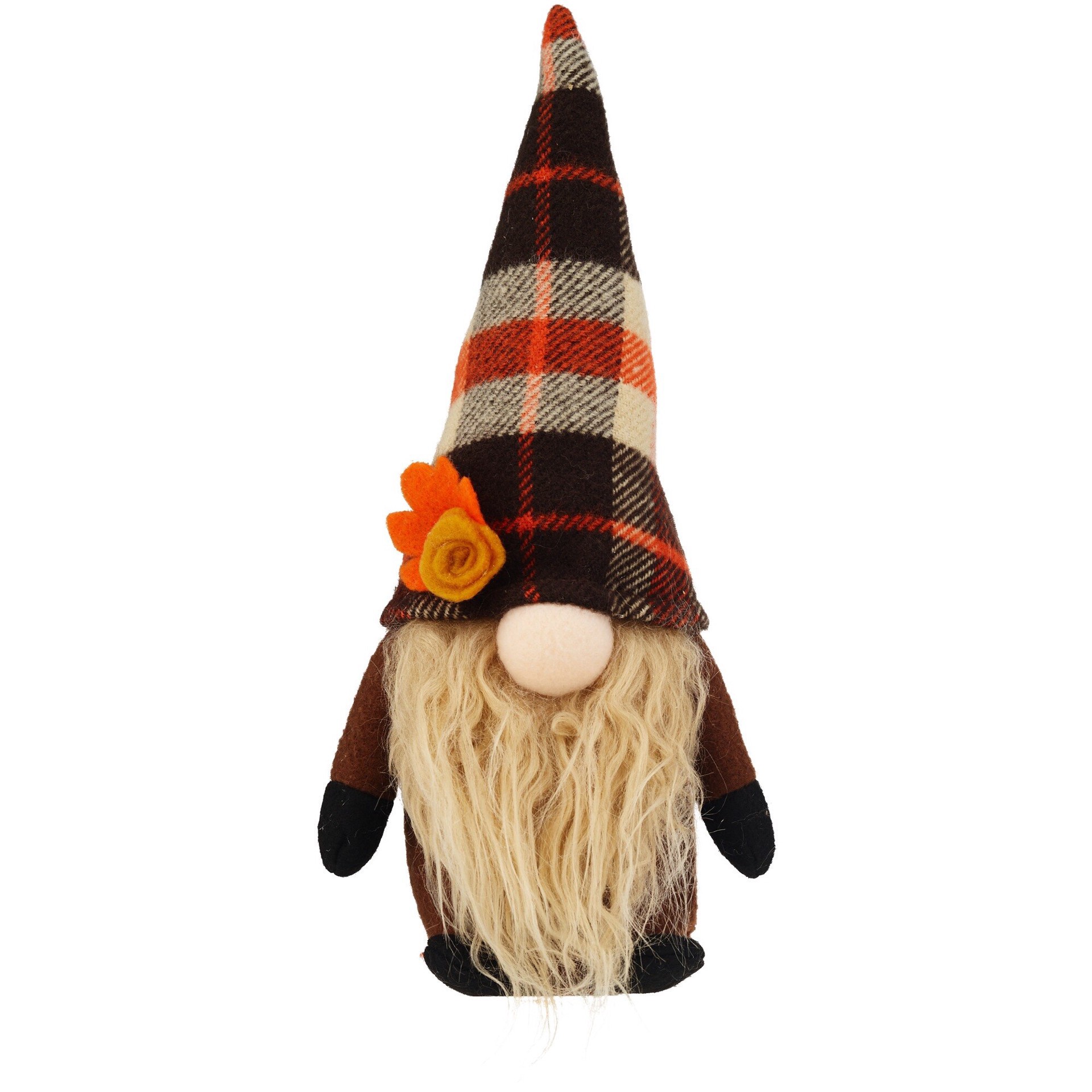 slide 1 of 1, Fall Fest Fabric Gnome, Brown Plaid, 4.94 oz
