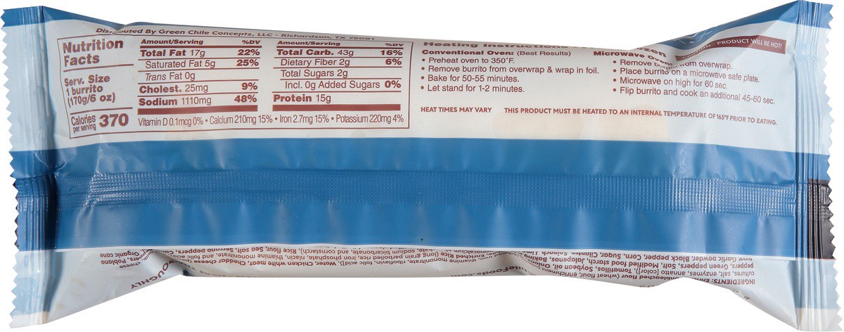 slide 4 of 9, Green Chile Food Company Chicken Fajita Burrito, 1 ct