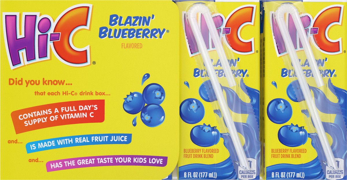slide 4 of 9, Hi-C Blazin Blueberry Cartons, 6 fl oz, 8 Pack, 48 oz