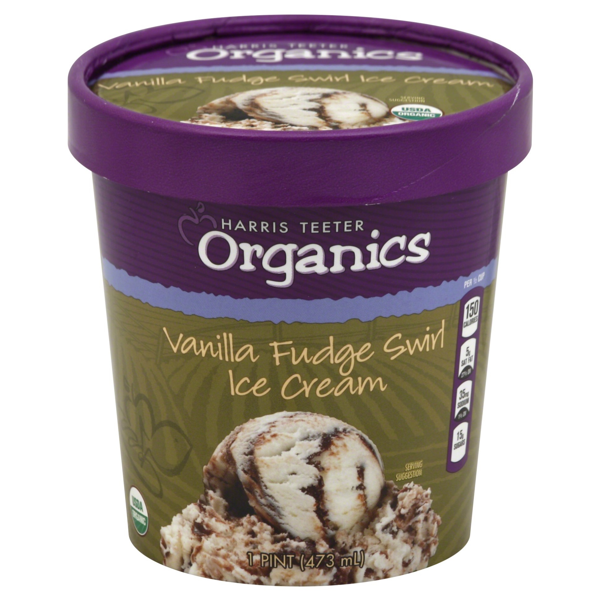 slide 1 of 1, HT Organics Ice Cream - Vanilla Fudge, 1 pint