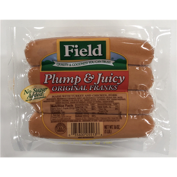 slide 1 of 1, Field Plump & Juicy Franks, 16 oz