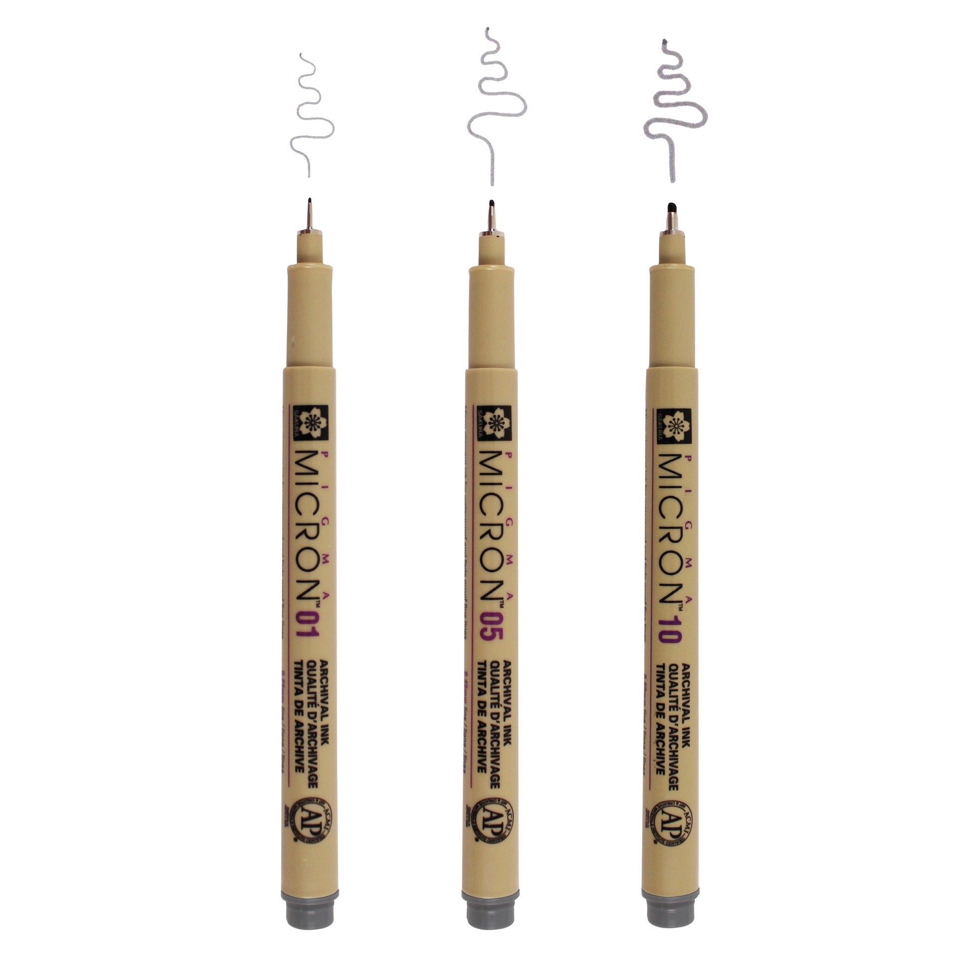 slide 3 of 7, Sakura Micron Fine & Bold Line Cool Gray Pen Set, 3 pens total