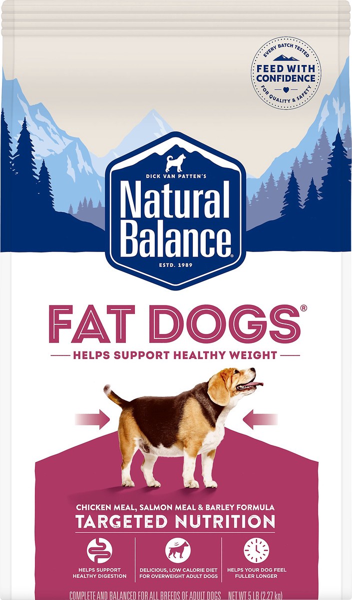 slide 4 of 8, Natural Balance Fat Dogs Chicken & Salmon Formula Low Calorie Dry Dog Food, 5-Pound, 5 lb