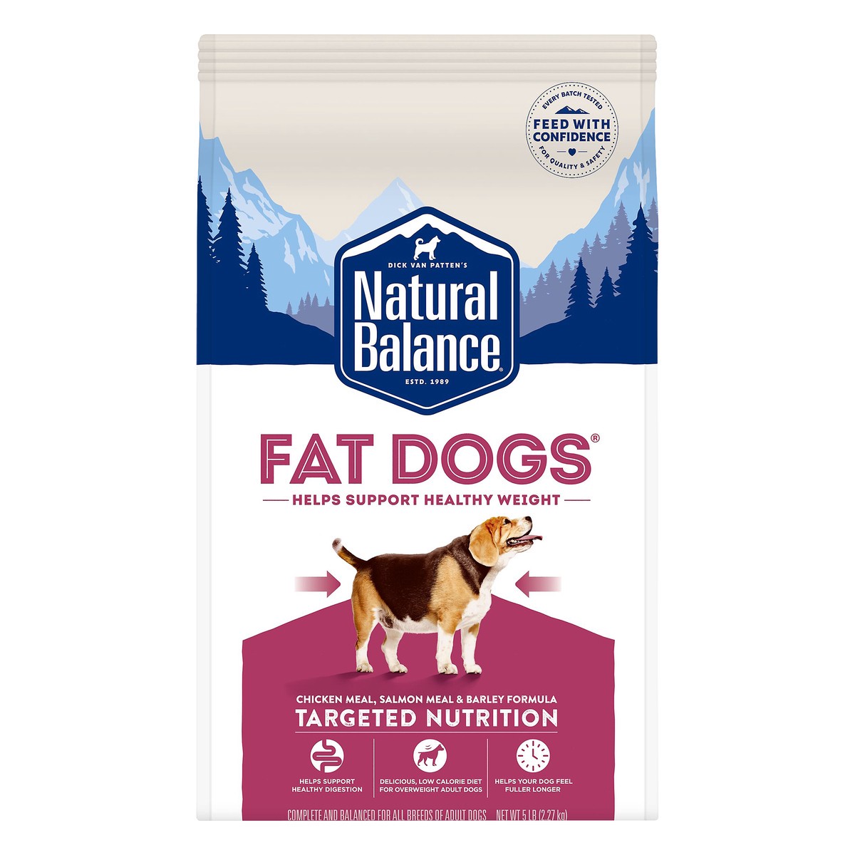 slide 1 of 8, Natural Balance Fat Dogs Chicken & Salmon Formula Low Calorie Dry Dog Food, 5-Pound, 5 lb
