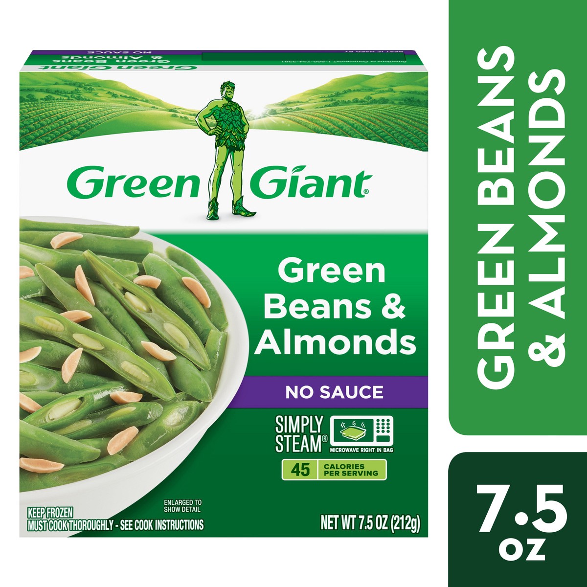 slide 10 of 13, Green Giant Simply Steam Green Beans & Almonds, No Sauce Frozen Vegetables, 7.5 OZ, 7.5 oz