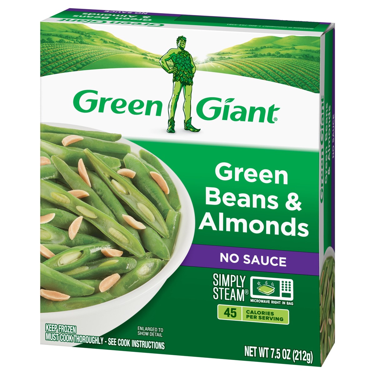 slide 8 of 13, Green Giant Simply Steam Green Beans & Almonds, No Sauce Frozen Vegetables, 7.5 OZ, 7.5 oz