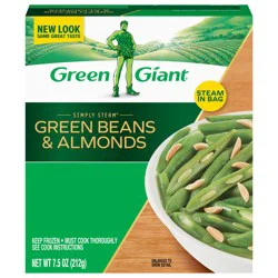 Green Giant Simply Steam Green Beans & Almonds, No Sauce Frozen Vegetables, 7.5 OZ