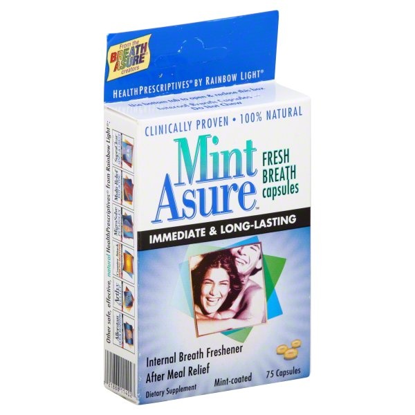 slide 1 of 1, Mint Asure Fresh Breath Capsules, Mint-Coated, Capsules, 1 ct