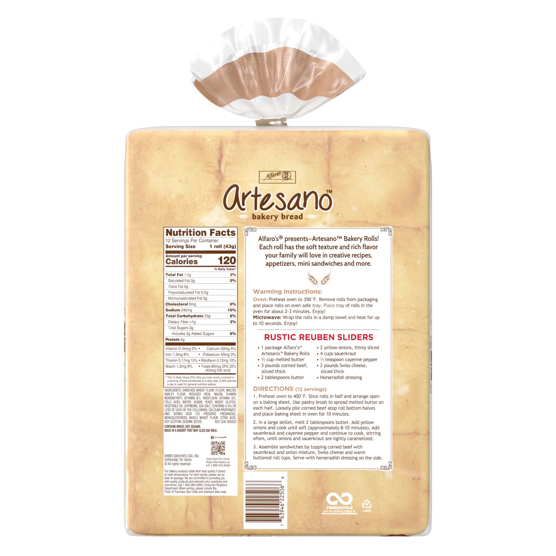 slide 5 of 7, Alfaro's Artesano White Bakery Rolls, 12 count, White Bread, 18 oz Bag, 12 ct