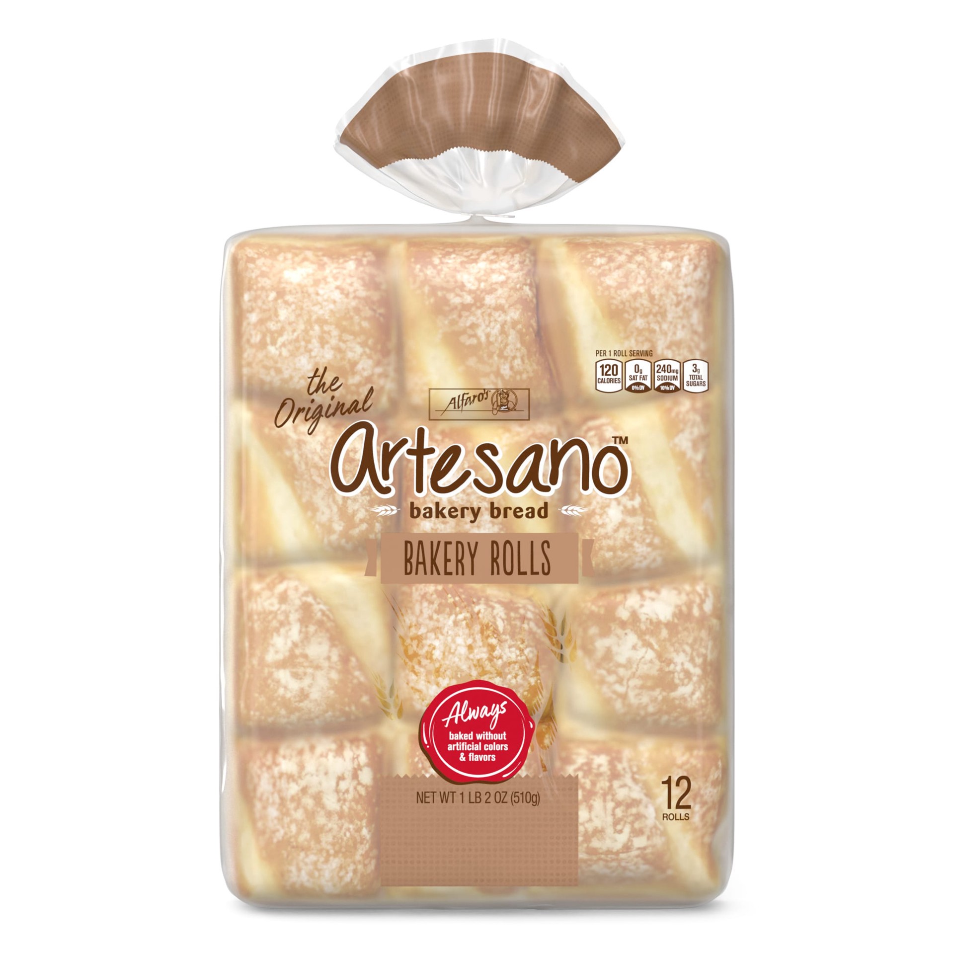 slide 4 of 7, Alfaro's Artesano White Bakery Rolls, 12 count, White Bread, 18 oz Bag, 12 ct