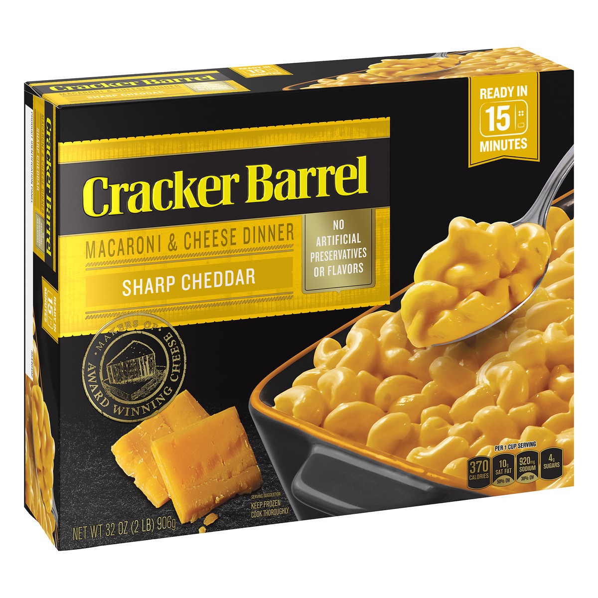 slide 6 of 10, Cracker Barrel Sharp Cheddar Macaroni and Cheese Dinner 32 oz. Box, 2 lb