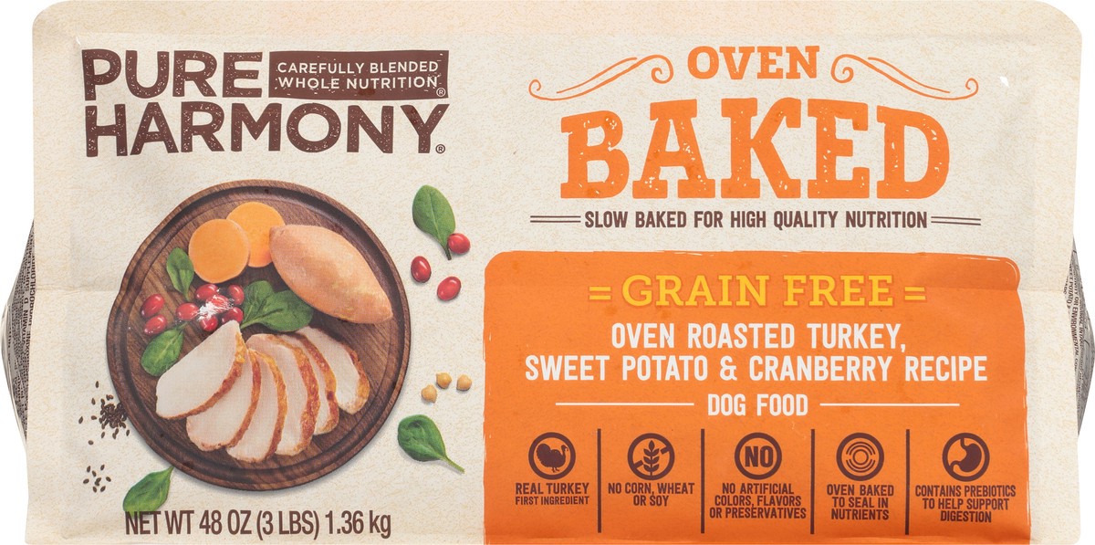 slide 2 of 14, Pure Harmony Oven Baked Super Premium Grain Free Oven Roasted Turkey, Sweet Potato & Cranberry Recipe Dog Food 48 oz, 3 lb