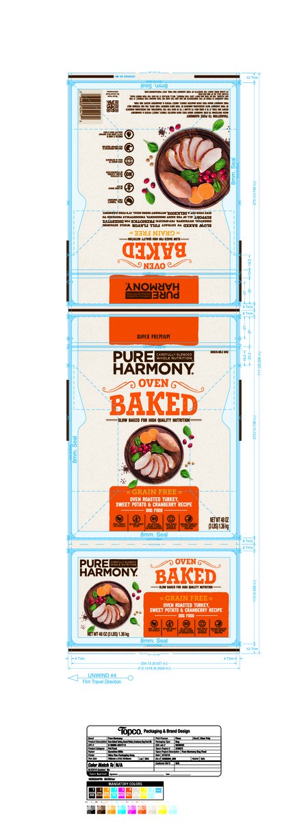 slide 6 of 14, Pure Harmony Oven Baked Super Premium Grain Free Oven Roasted Turkey, Sweet Potato & Cranberry Recipe Dog Food 48 oz, 3 lb