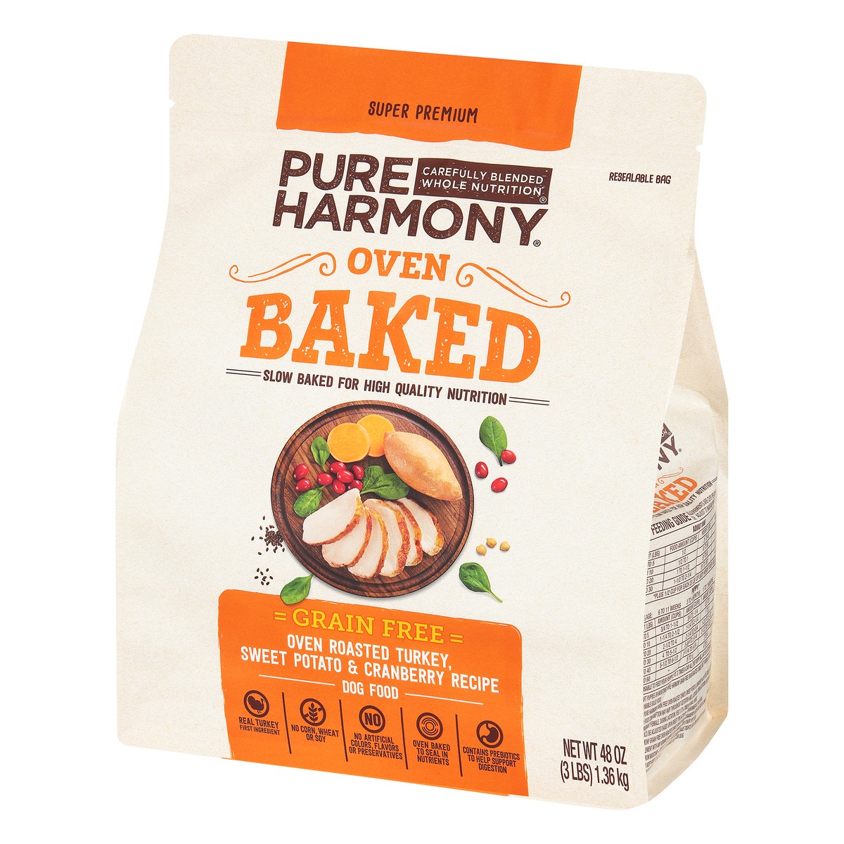 slide 9 of 14, Pure Harmony Oven Baked Super Premium Grain Free Oven Roasted Turkey, Sweet Potato & Cranberry Recipe Dog Food 48 oz, 3 lb