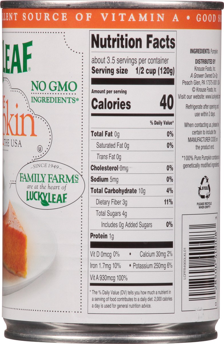 slide 3 of 13, Lucky Leaf 100% Pure Pumpkin 15 oz., 15 oz