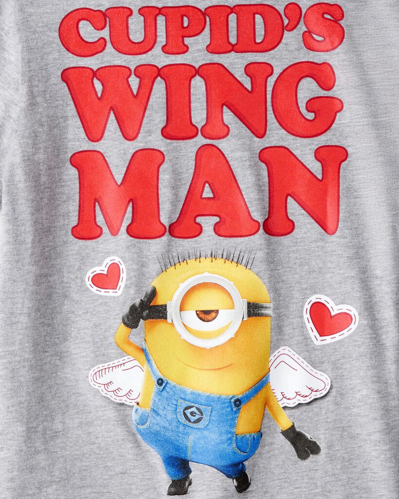 slide 2 of 4, Carter's Carters Boys Valentine's Day Minions Short-Sleeve Graphic Tee - Grey Grey 12, 1 ct