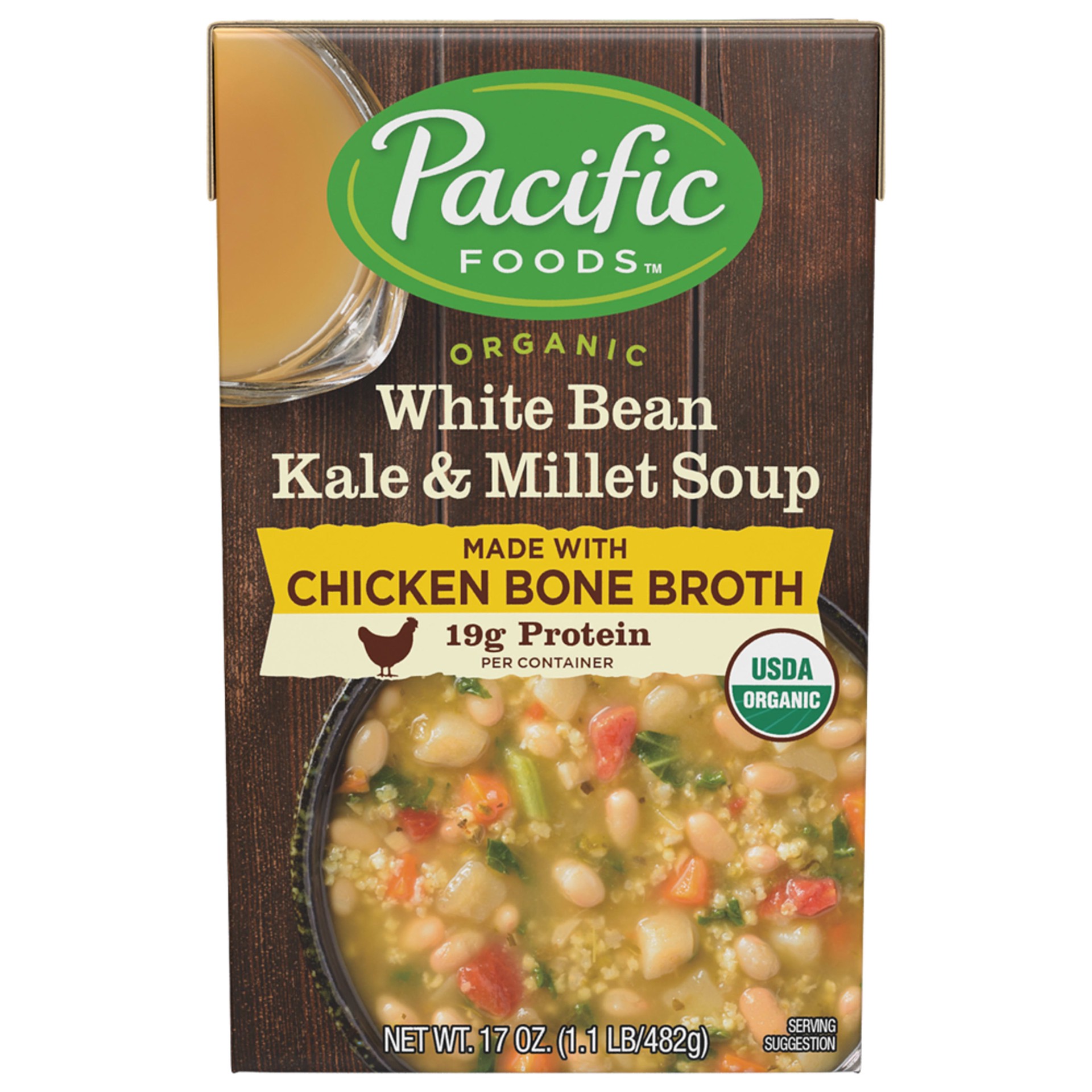 slide 1 of 5, Pacific Foods Organic Bone Broth White Bean Kale & Millet Soup, 17oz, 17 oz
