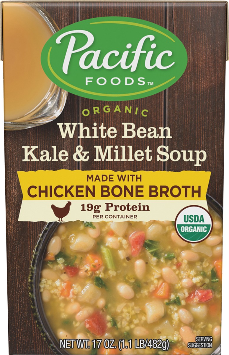 slide 1 of 5, Pacific Foods Organic White Bean Kale & Millet Soup 17 oz, 17 oz