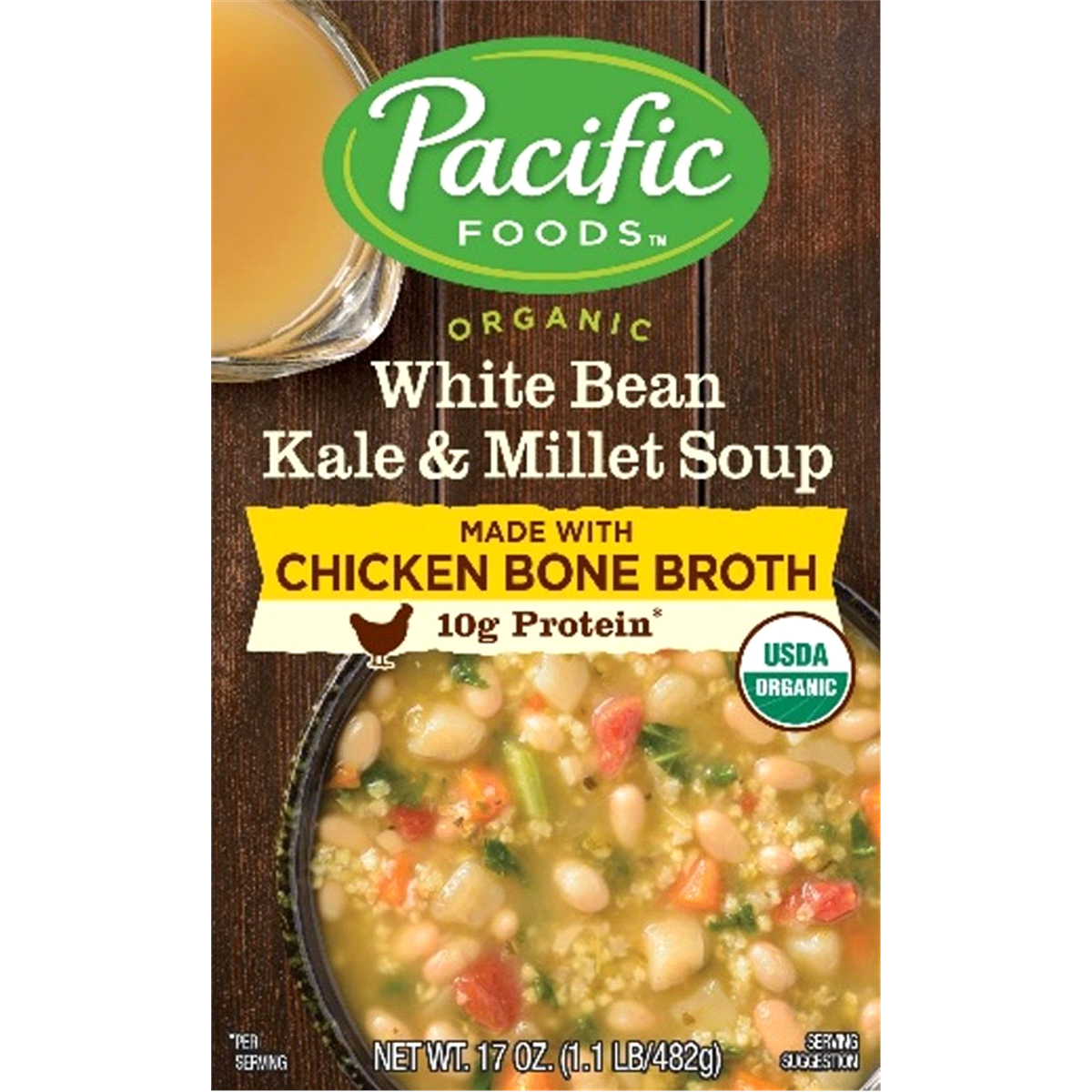 slide 1 of 1, Pacific Foods Organic White Bean Kale & Millet Soup, 17 oz