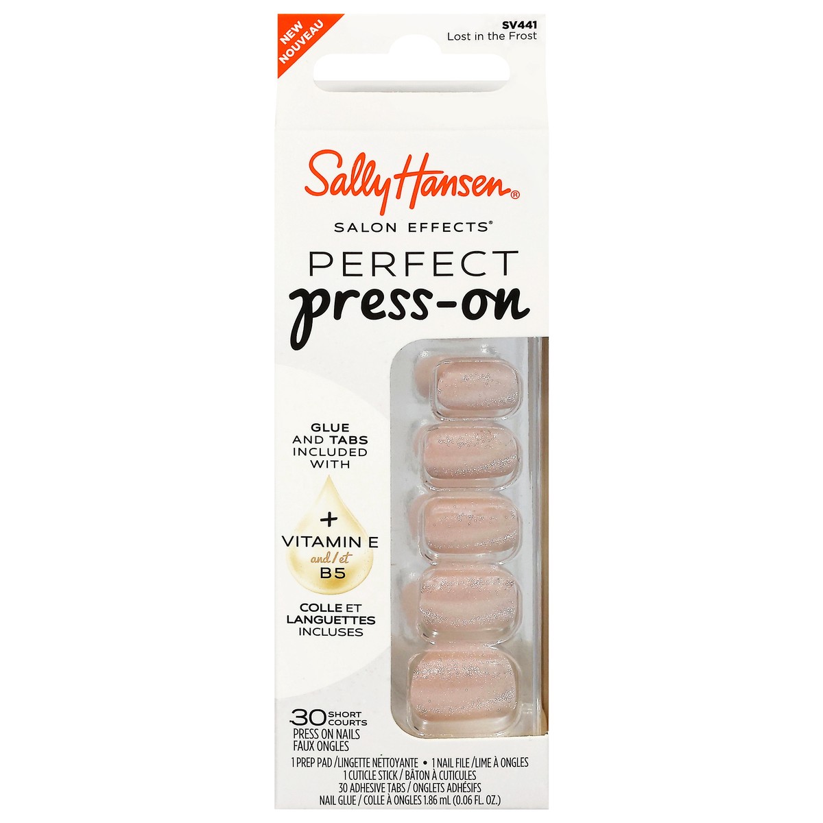 slide 1 of 13, SALLY HANSEN Sh Perfect Press On Lost In The Frost, 1 ct