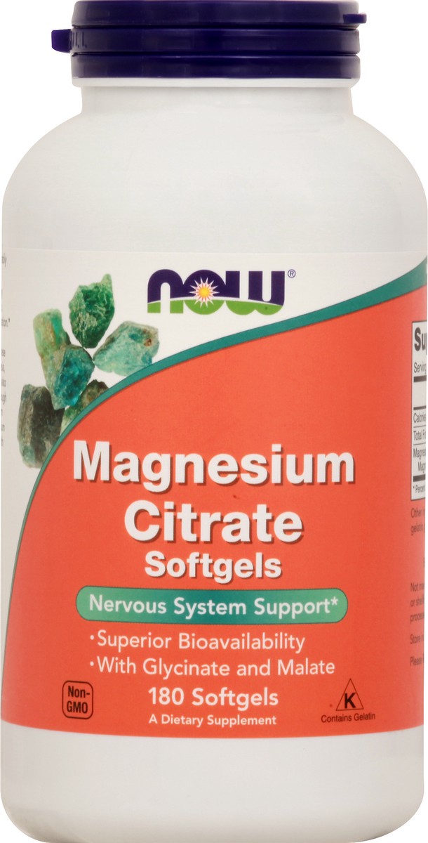 slide 8 of 9, NOW Supplements Magnesium Citrate - 180 Softgels, 180 ct