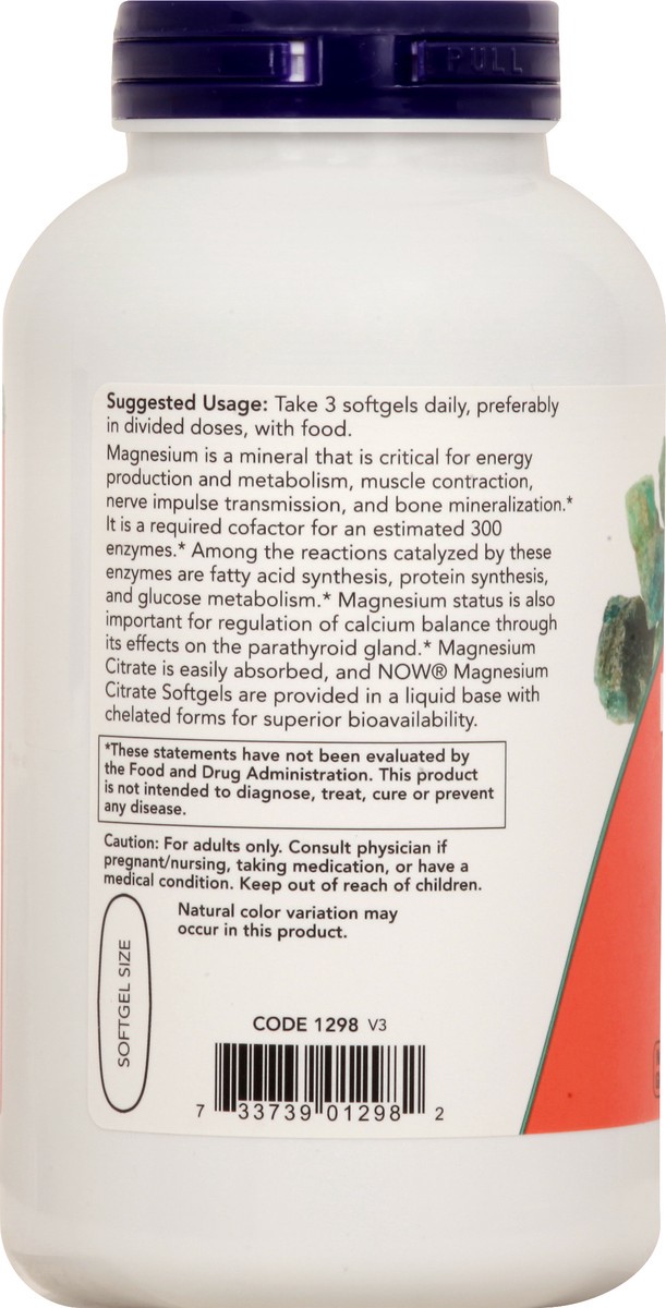 slide 4 of 9, NOW Supplements Magnesium Citrate - 180 Softgels, 180 ct