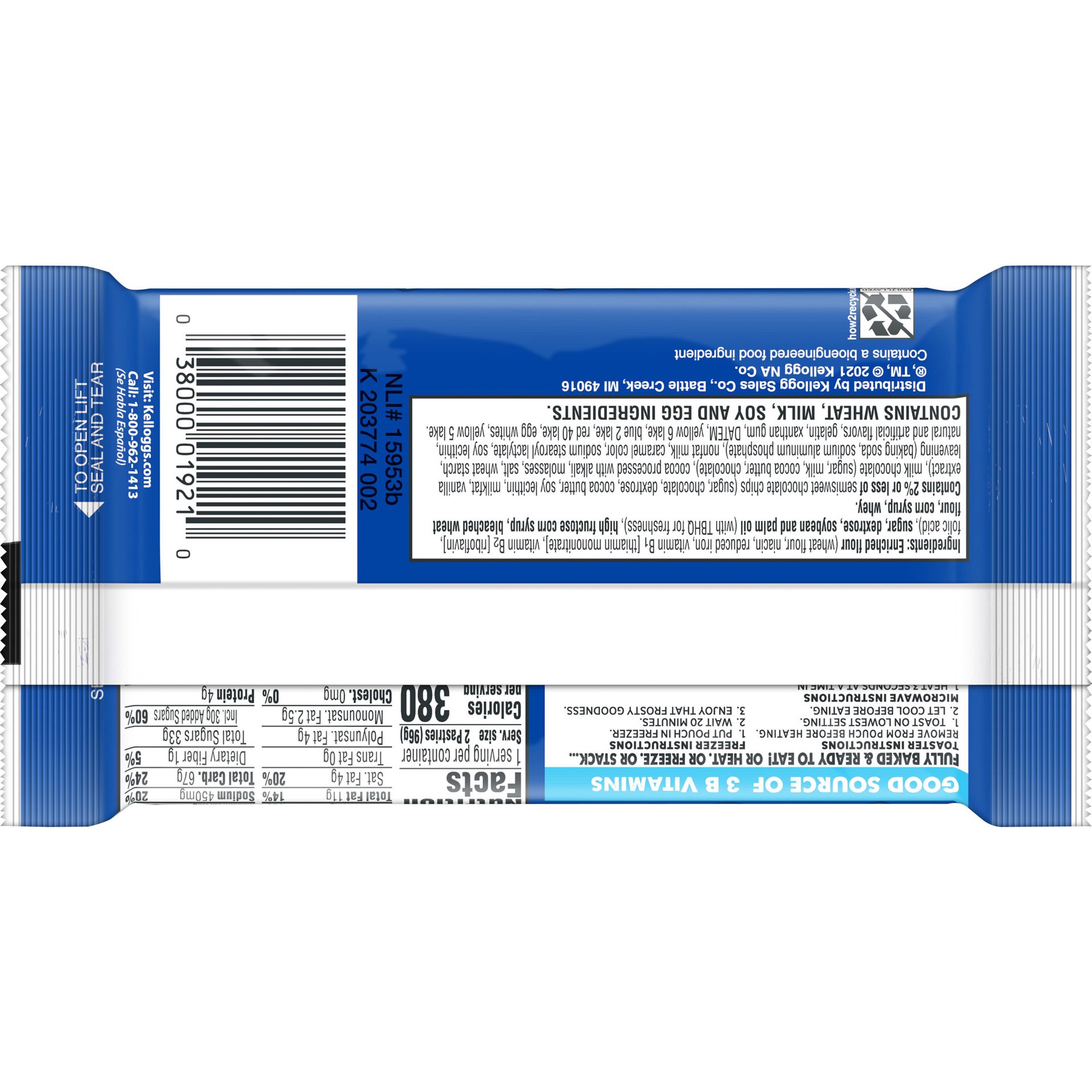 slide 3 of 5, Pop-Tarts Toaster Pastries, Breakfast Foods, Kids Snacks, Chocolate Chip Drizzle, 3.3oz Pouch, 2 Pop-Tarts, 3.3 oz