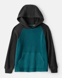 Oshkosh Boys Waffle Knit Color Block Hoodie Green 10