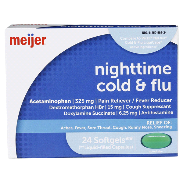 slide 1 of 1, Meijer NightTime Cold & Flu, 24 ct