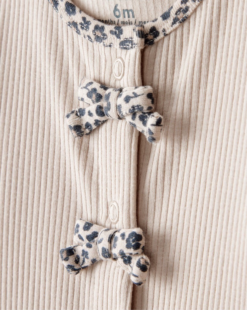 slide 4 of 4, Carter's Carters Baby Girl Bow Cotton Long-Sleeve Snug Fit Sleep & Play Pajamas - Brown Beige NB, 1 ct