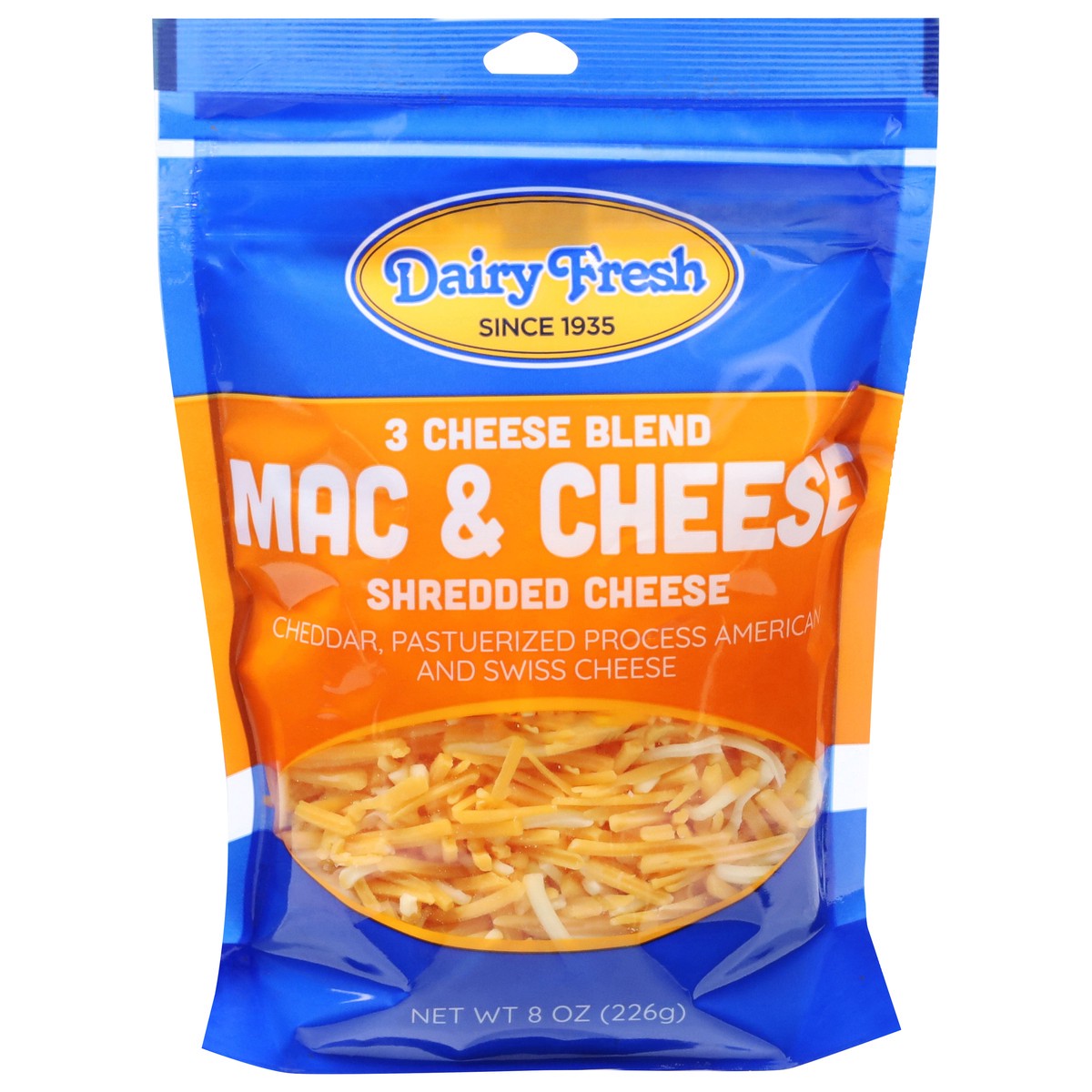 slide 1 of 14, Dairy Fresh 3 Cheese Blend Mac & Cheese Shredded Cheese 8 oz, 8 oz
