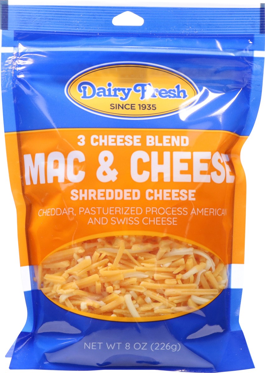 slide 10 of 14, Dairy Fresh 3 Cheese Blend Mac & Cheese Shredded Cheese 8 oz, 8 oz