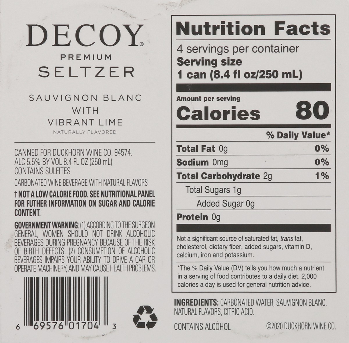 slide 10 of 13, Decoy Hard Seltzer Sauv Blanc Lime 4Pk, 33.6 fl oz