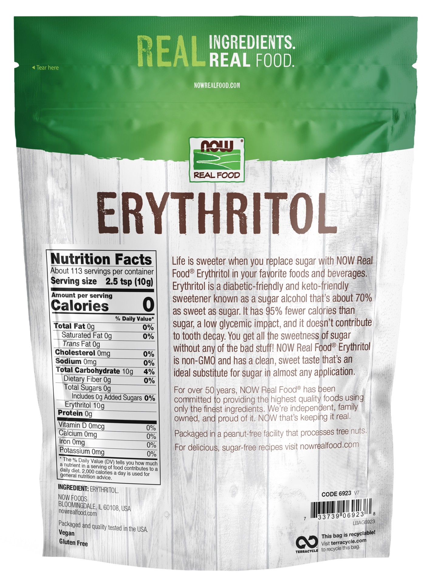 slide 2 of 3, NOW Real Food Erythritol - 2.5 lbs, 2.5 lb